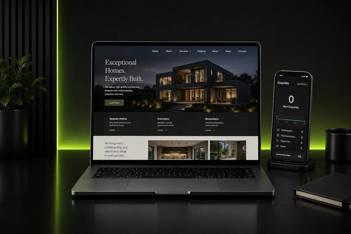 Service business website used to illustrate an article about homepage structure