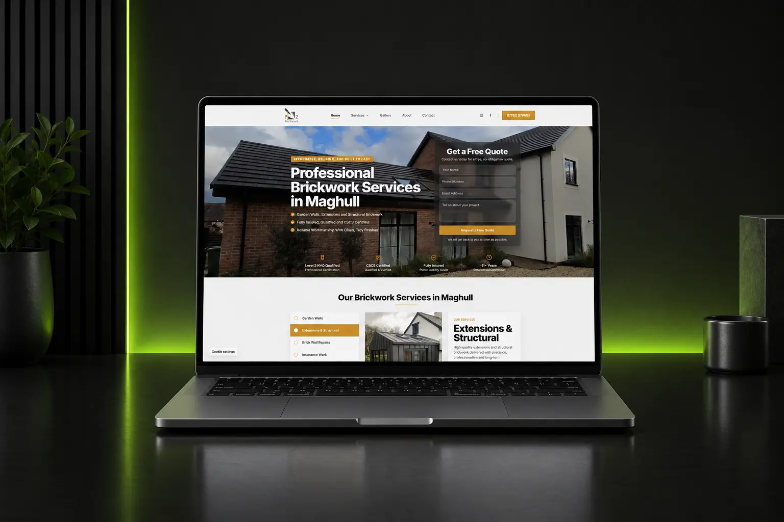 PZ Brickwork custom website design and local SEO case study